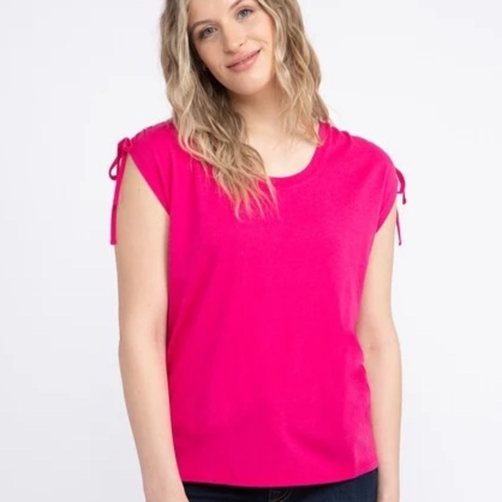 🍀2/$30🍀 Bubblegum Pink Cap Sleeve And Ties Tee - Warehouse One - M